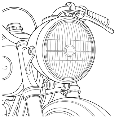 Vintage Motorcycle Headlight Coloring Page