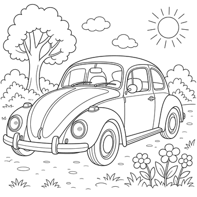Volkswagen Beetle Coloring Page