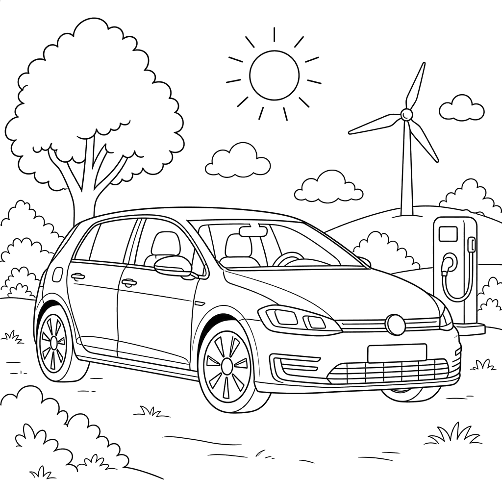 Volkswagen e-Golf Coloring Page