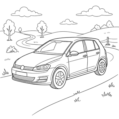 Volkswagen Golf Car Coloring Page for Kids