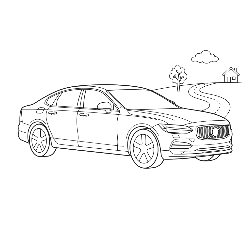 Volvo S90 Car Coloring Page for Kids