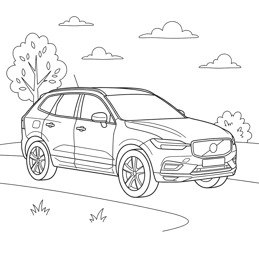 Volvo XC60 SUV Coloring Page for Kids