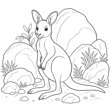 Wallaby Kangaroo among Rocks
