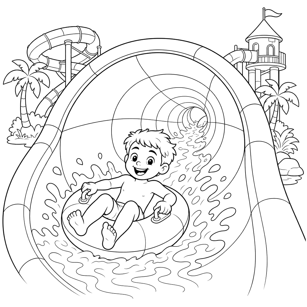 Water Slide Tunnel Coloring Page