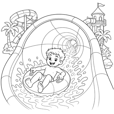 Water Slide Tunnel Coloring Page