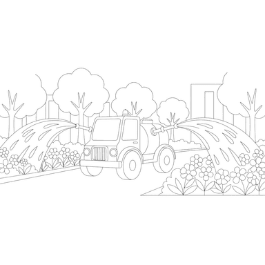 Watering Truck in City Alley