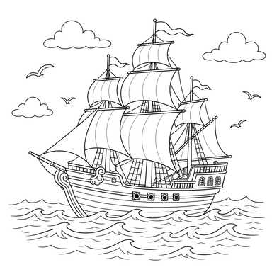 Sailing Ship Coloring Page