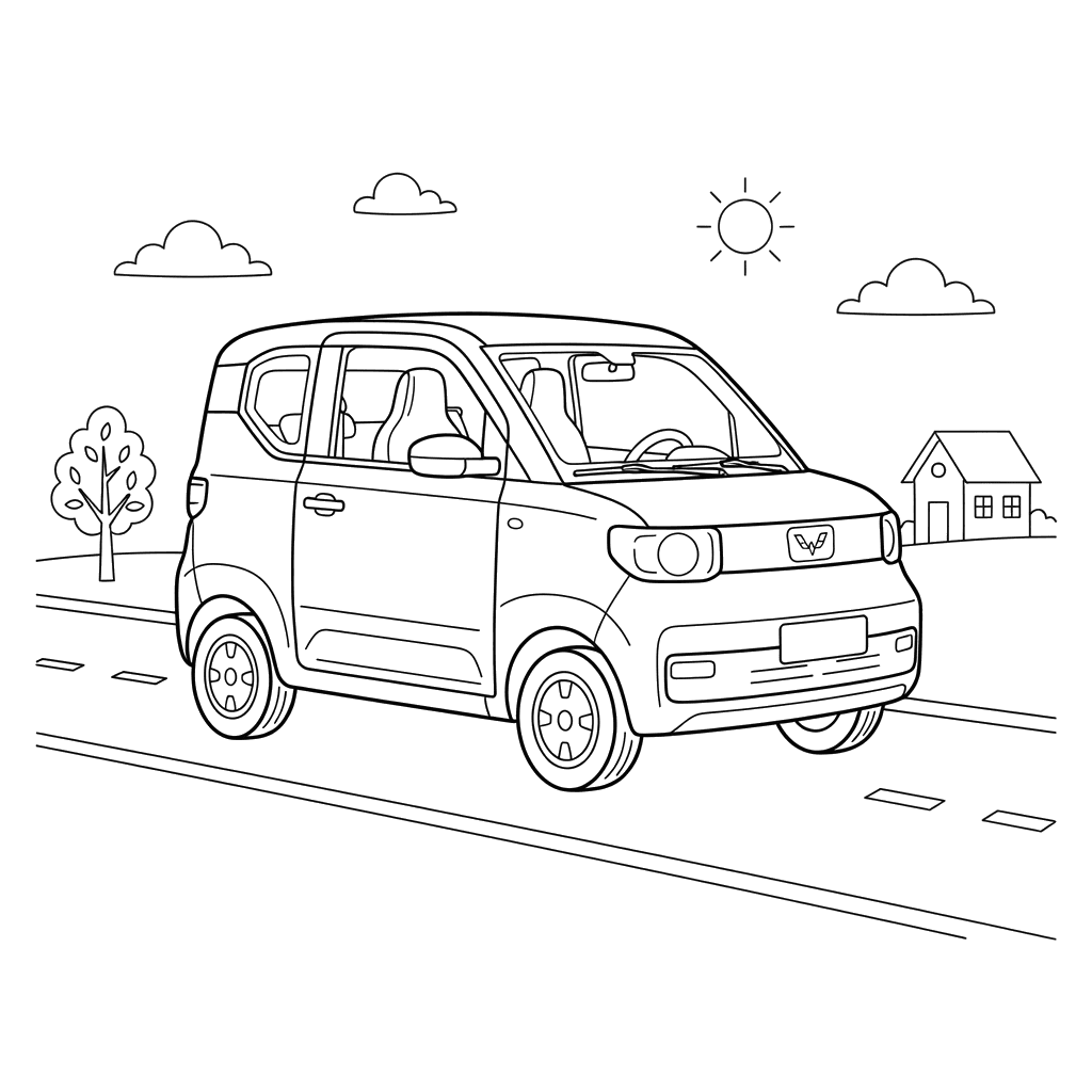 Wuling Hongguang Mini EV Car Coloring Page