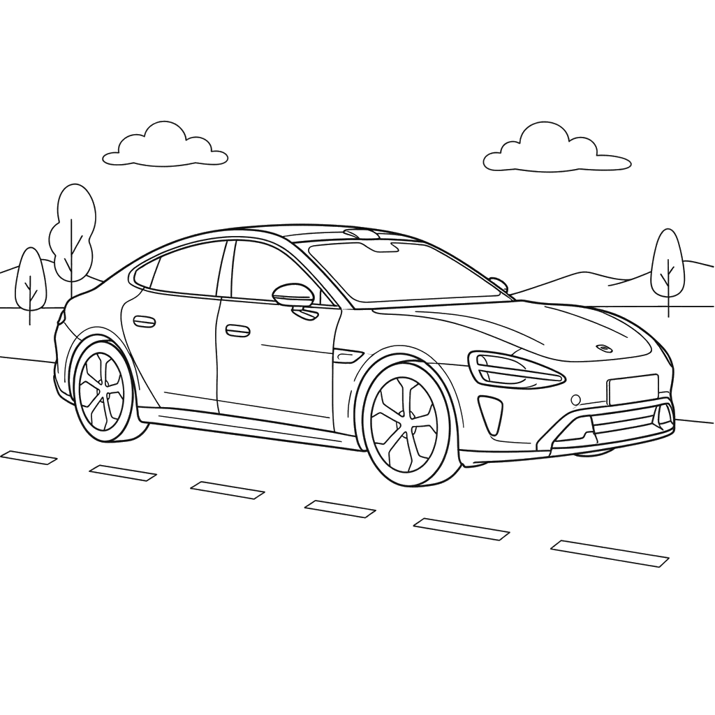 Xiaomi SU7 Car Coloring Page