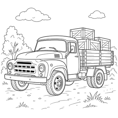ZIL Truck Carrying Boxes — Coloring Page