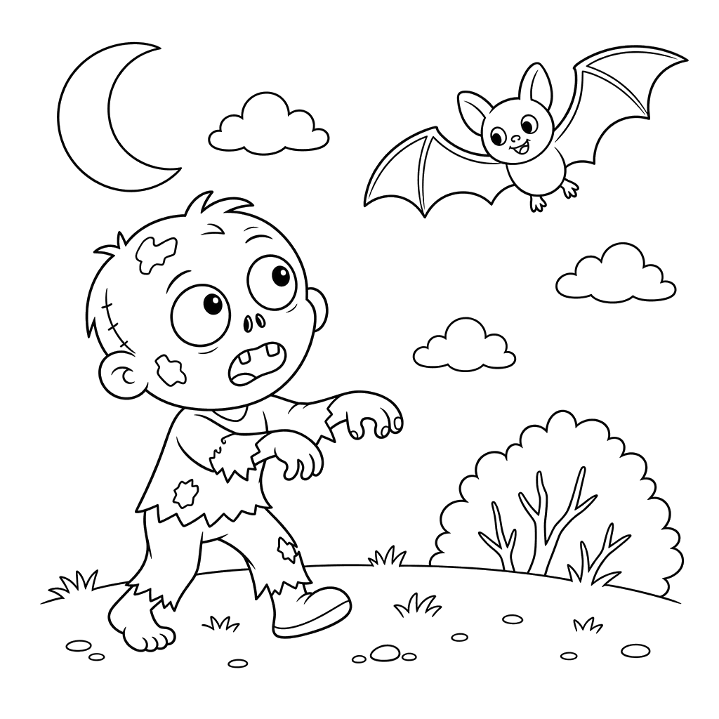Friendly Zombie and Flying Bat
