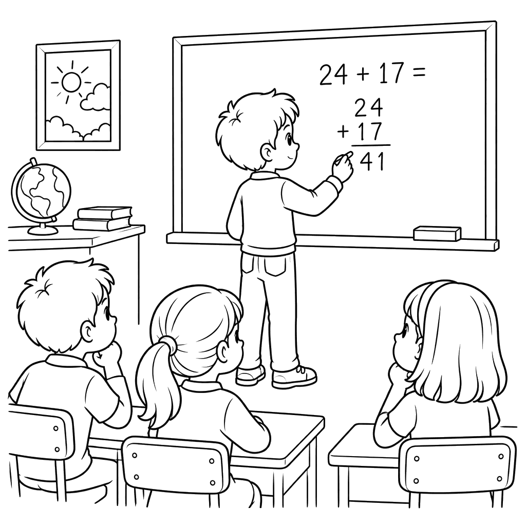 Math Classroom Lesson Coloring Page