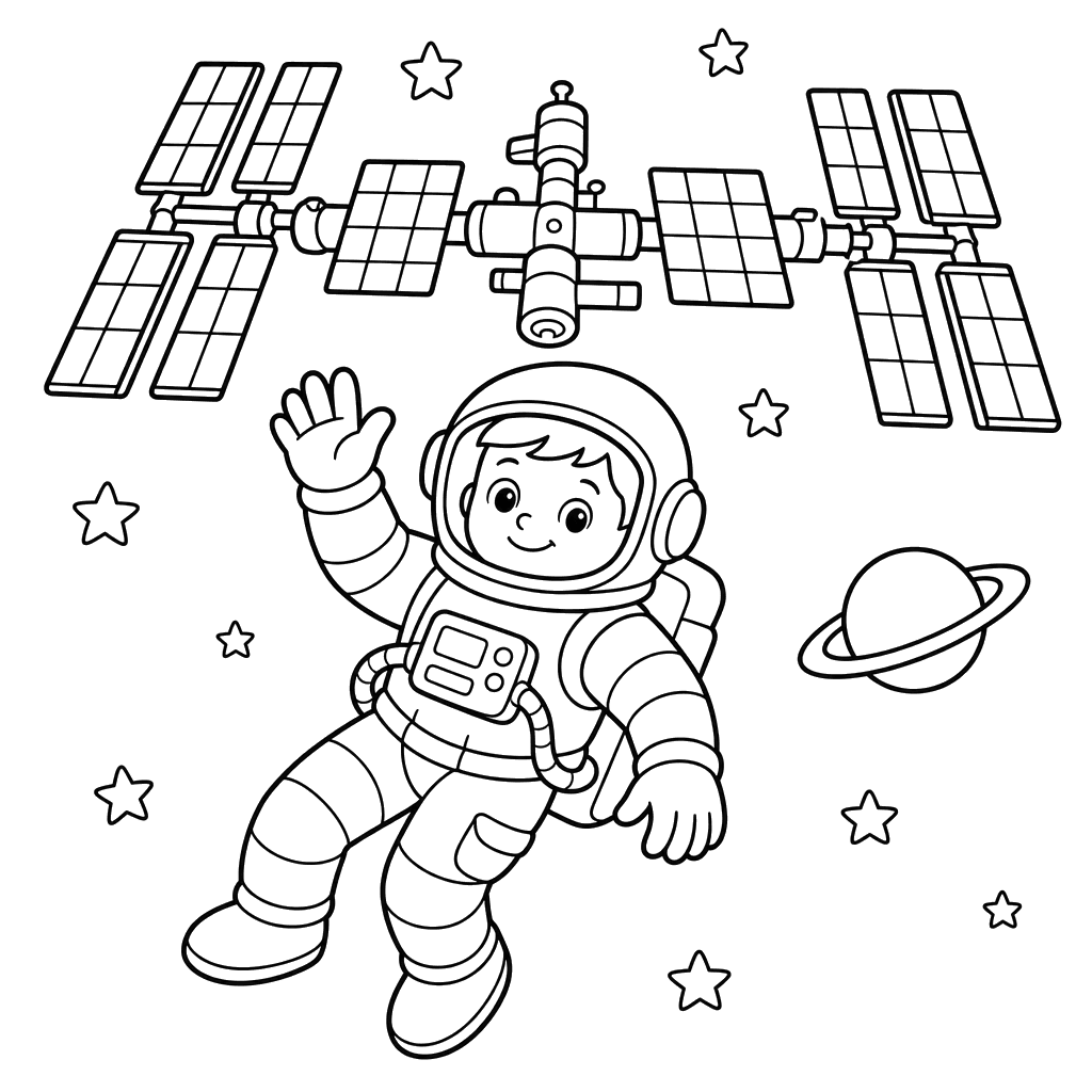 Astronaut by the ISS