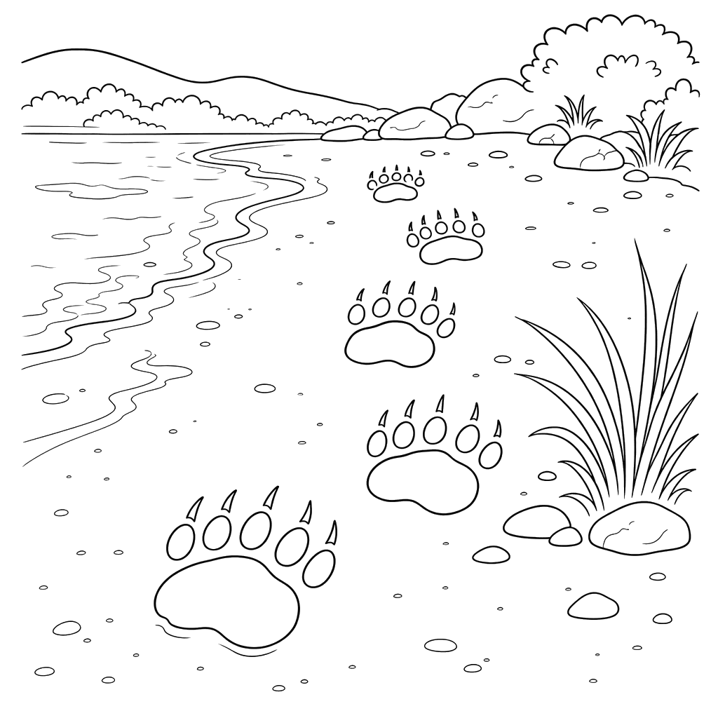 Bear Paw Prints on the Sand