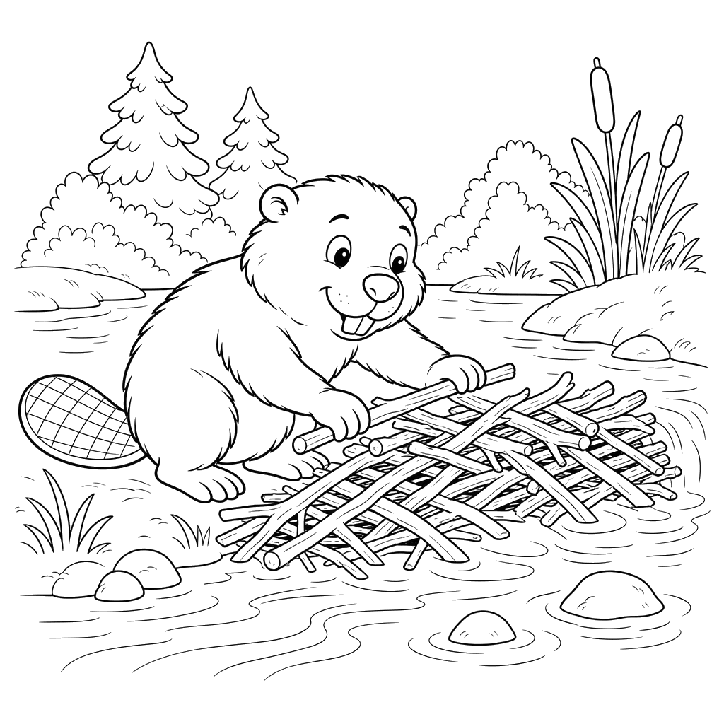 Beaver Building a Dam