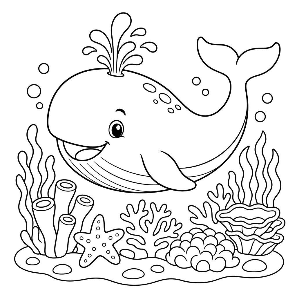 Cheerful Whale Near a Reef