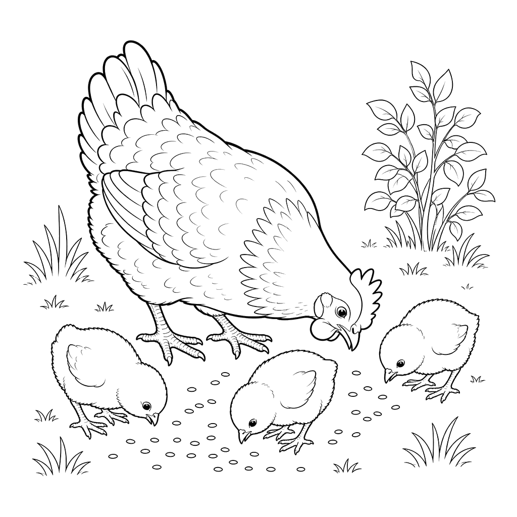 Mother Hen with Chicks