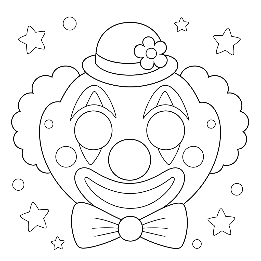 Clown Mask Cutout Coloring Page