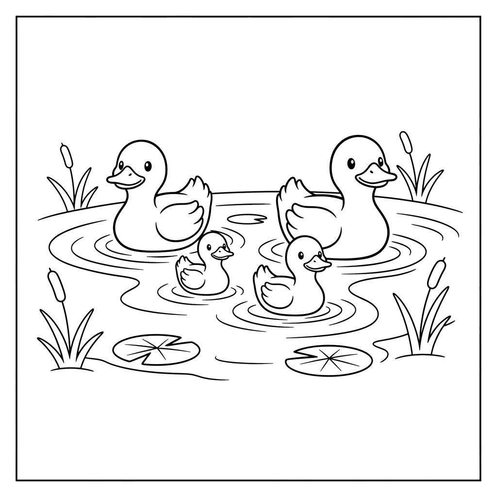 Dibujo para Colorear Patos en Estanque | ColorBoom