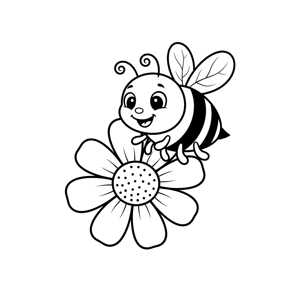 Dibujo para colorear Abeja recolectando néctar de flores
