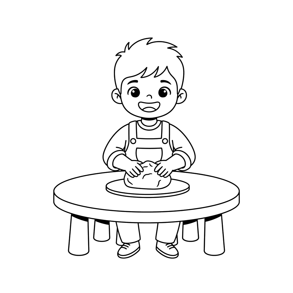 Boy Molding Clay Coloring Page