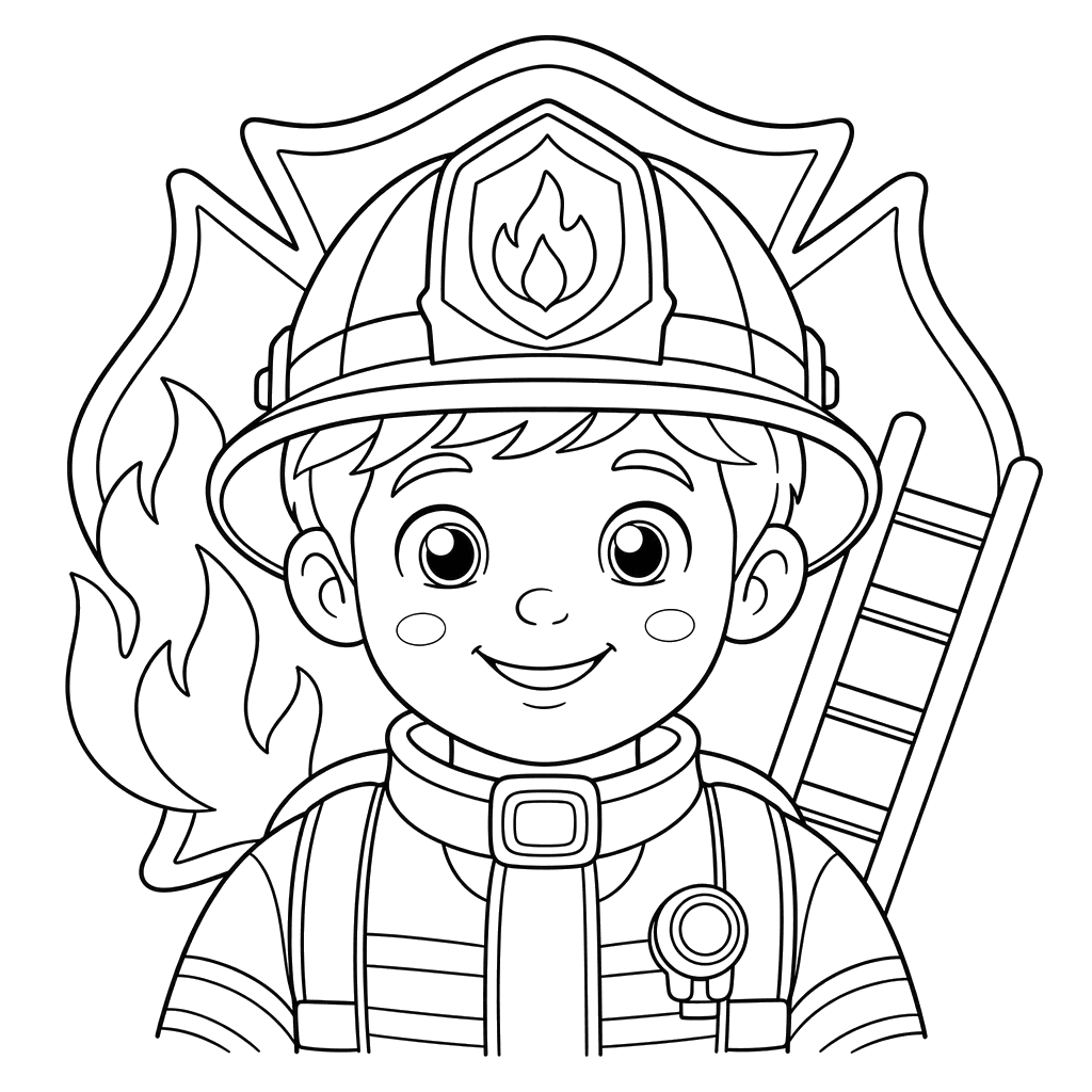 Firefighter Face Coloring Page
