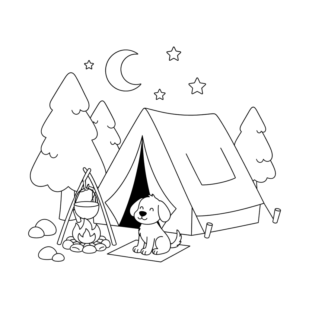 Forest Camping Night with Dog