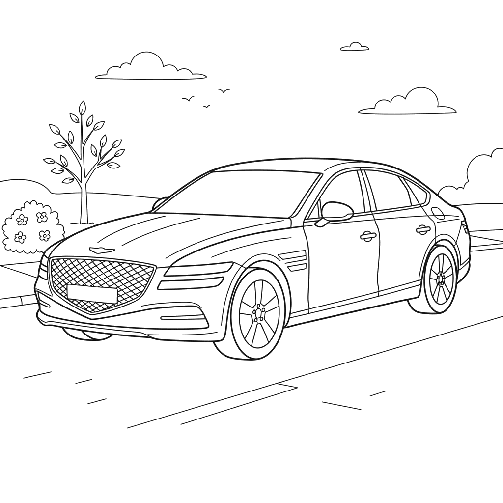 Genesis G80 Luxury Car Coloring Page