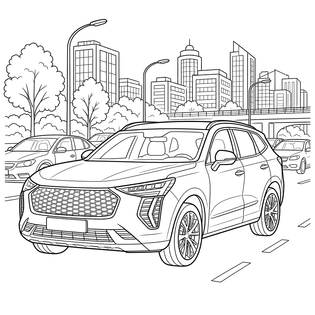 Haval Jolion in City Traffic Coloring Page