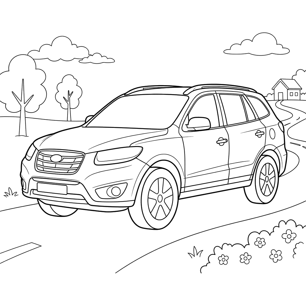 Hyundai Santa Fe Coloring Page