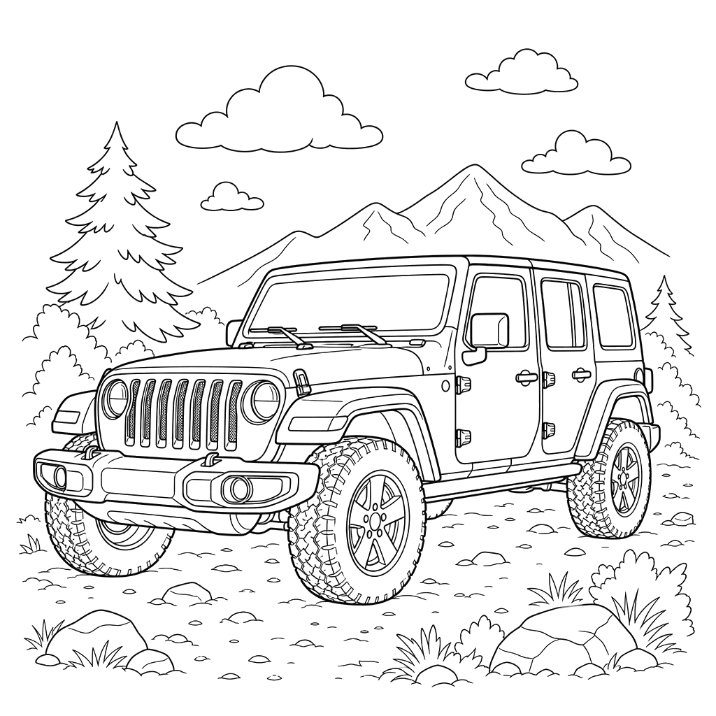 Jeep Wrangler Coloring Page