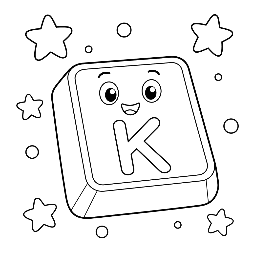Letter K Keyboard Key Coloring Page