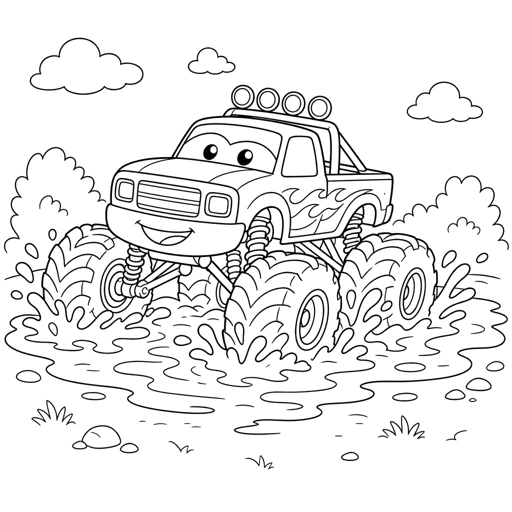 Monster Truck in Mud Puddle