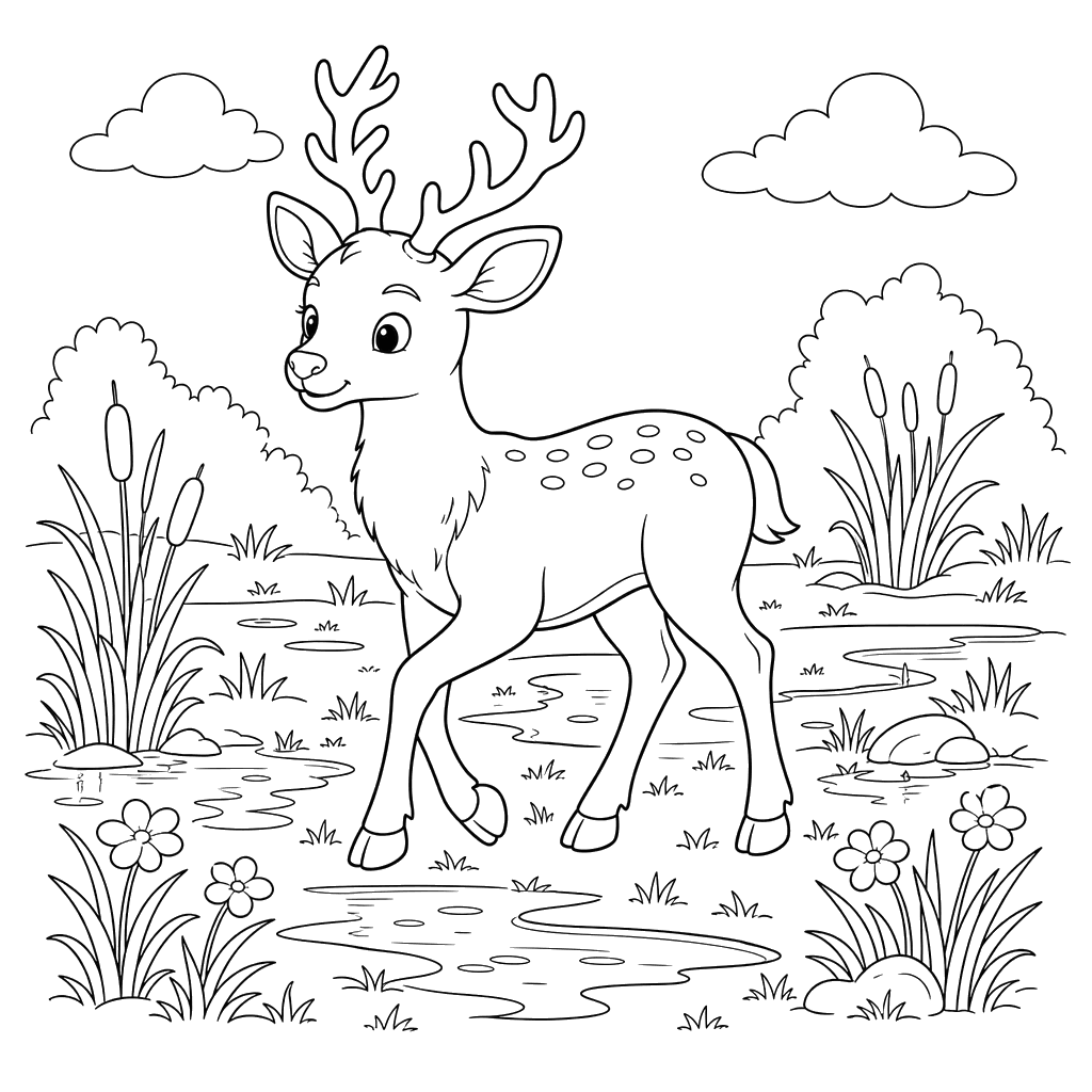 Père David's Deer in a Meadow