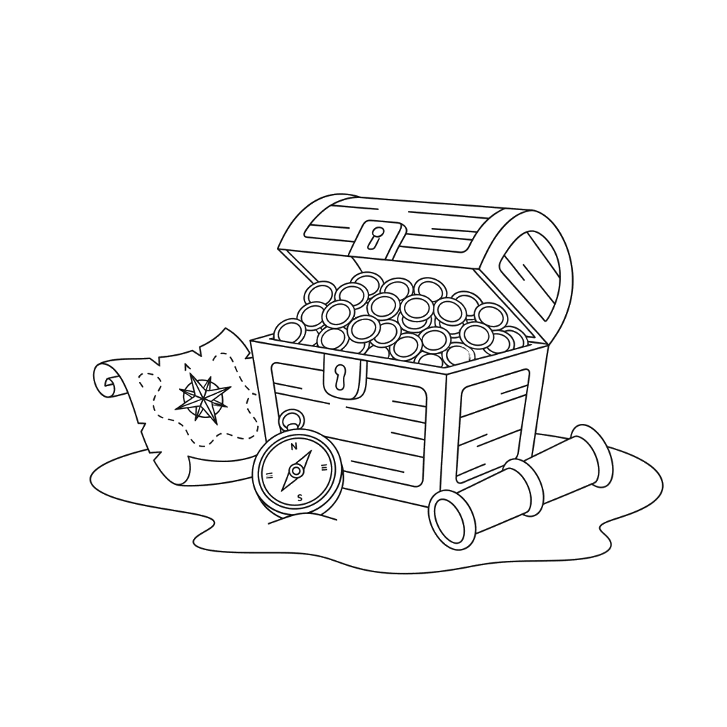 Pirate Treasure Coloring Page