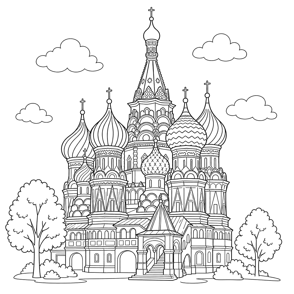 Saint Basil's Cathedral Coloring Page