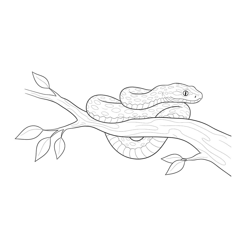 Snake on a Branch Coloring Page