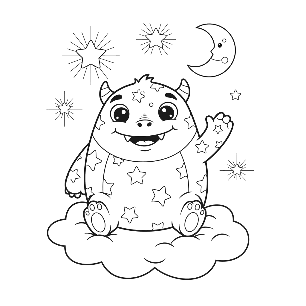 Starry Monster Coloring Page