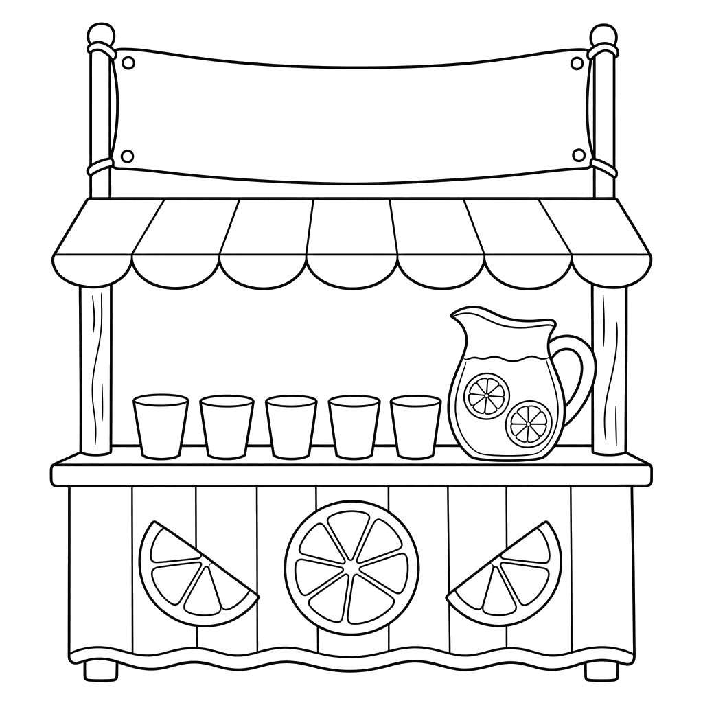 Summer Lemonade Stand Coloring Page
