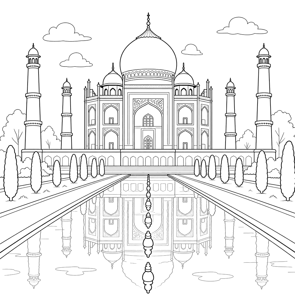 Taj Mahal and Water Reflection