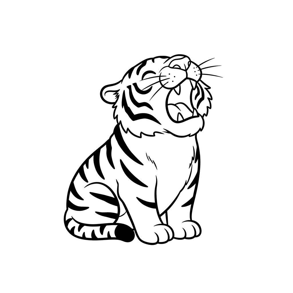 Yawning Tiger Coloring Page
