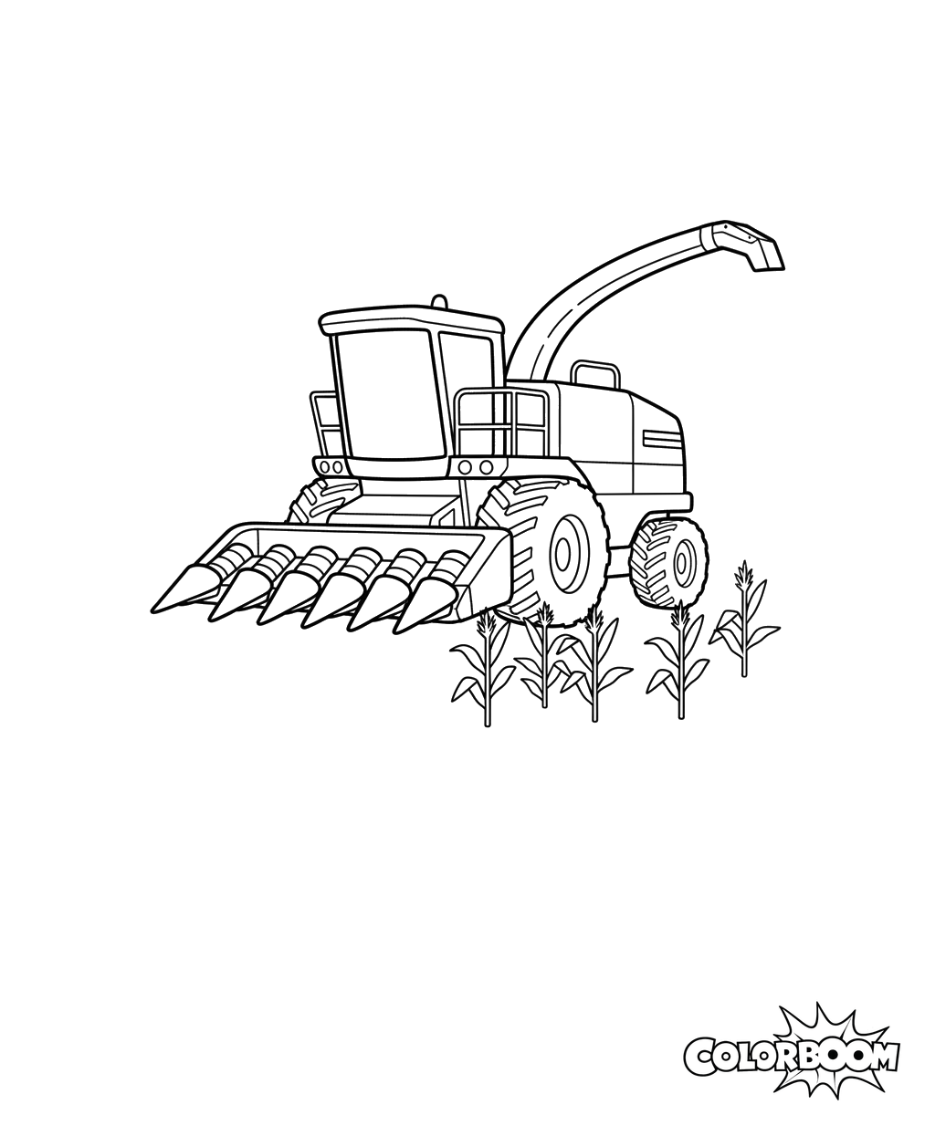 Forage Harvester Collecting Corn Coloring Page