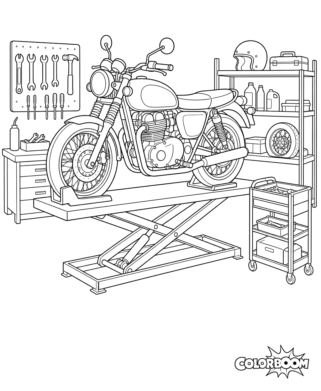 Motorcycle in Workshop