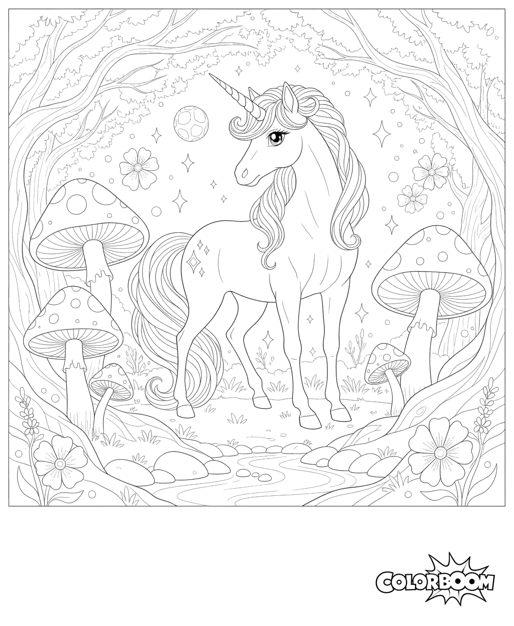 Unicorn in a Magical Forest